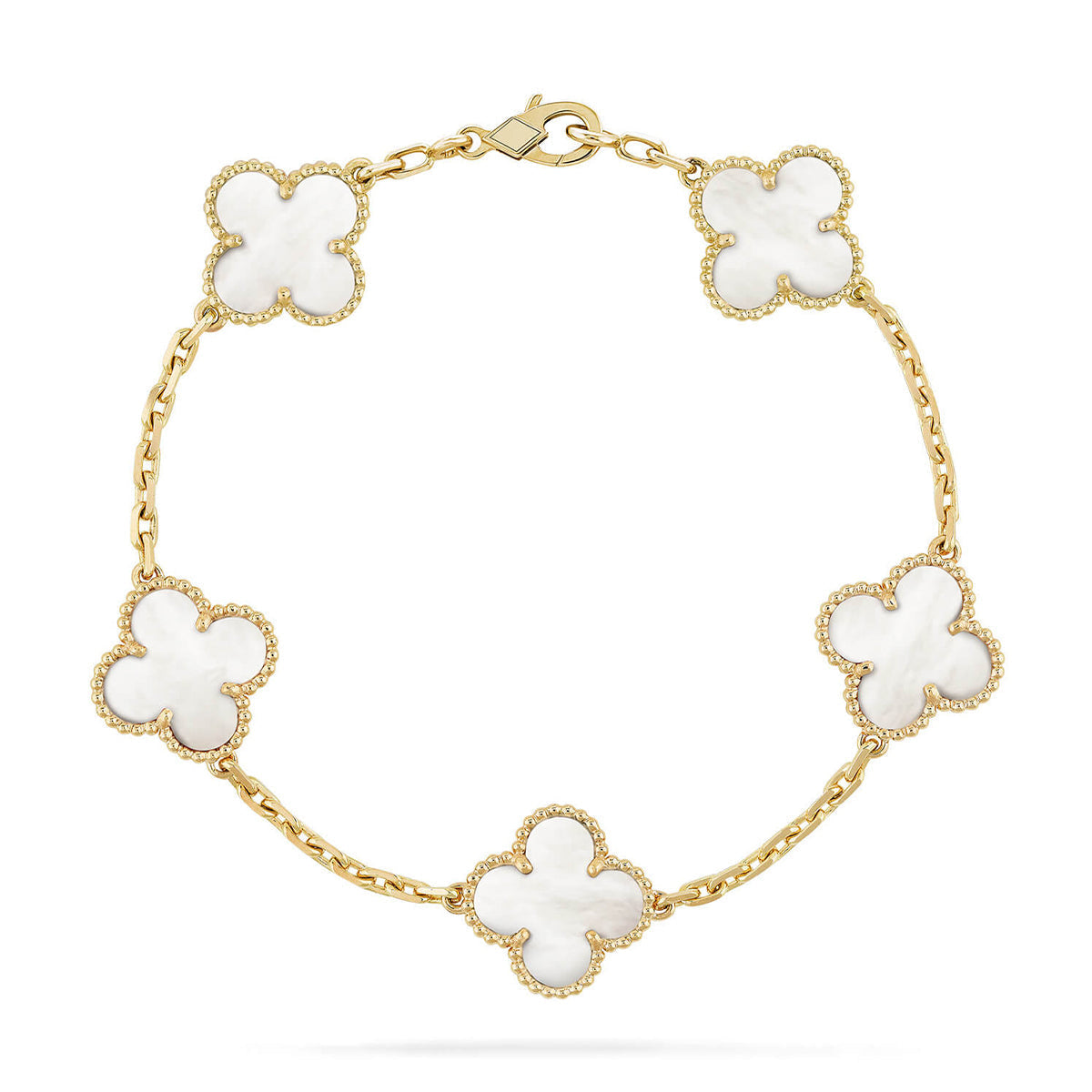 [Triumph Jewelry]CLOVER WHITE PEARL MOP 5 MOTIF BRACELET COLLECTION
