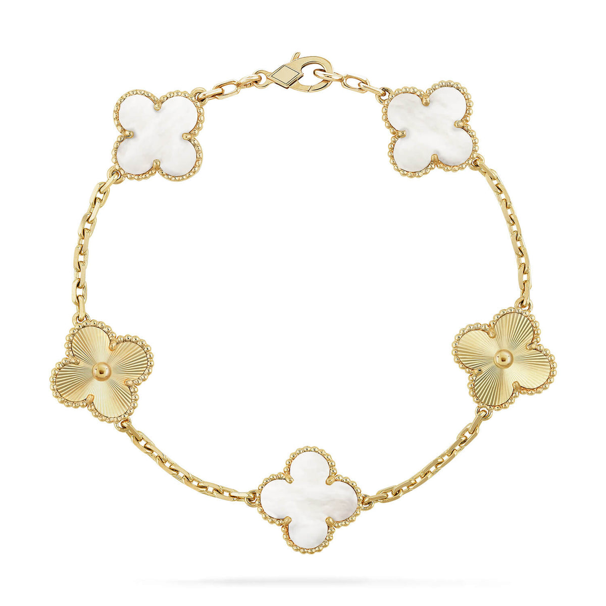[Triumph Jewelry]CLOVER WHITE PEARL MOP 5 MOTIF BRACELET COLLECTION