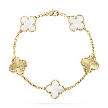 [Triumph Jewelry]CLOVER WHITE PEARL MOP 5 MOTIF BRACELET COLLECTION