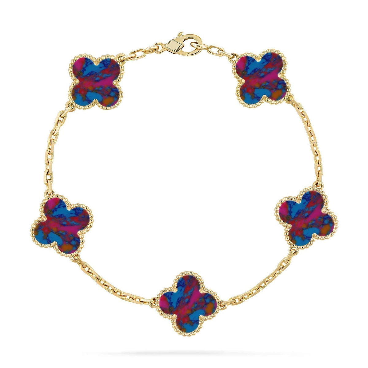 [Triumph Jewelry]CLOVER 5 MOTIF COLOR GEMSTONES BRACELET COLLECTION