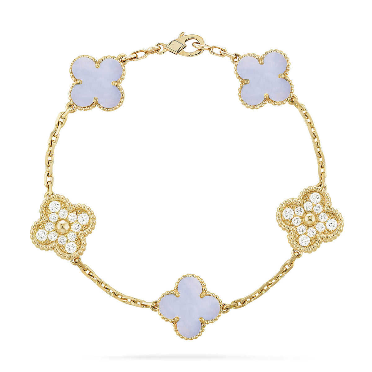 [Triumph Jewelry] CLOVER 5 MOTIF PURPLE CHALCEDONY BRACELET COLLECTION