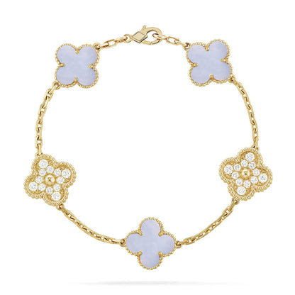[Triumph Jewelry] CLOVER 5 MOTIF PURPLE CHALCEDONY BRACELET COLLECTION