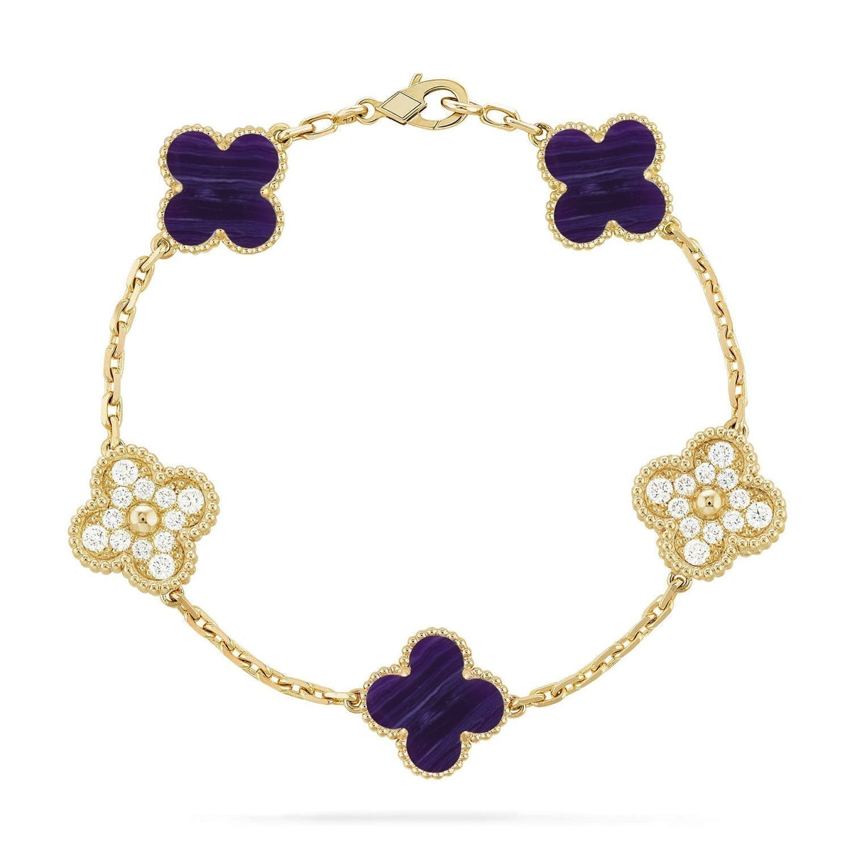 [Triumph Jewelry]CLOVER 5 MOTIF PURPLE STRIPES BRACELET COLLECTION