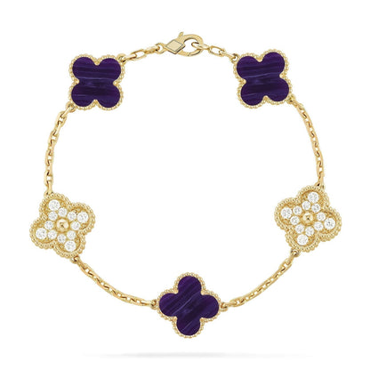[Triumph Jewelry]CLOVER 5 MOTIF PURPLE STRIPES BRACELET COLLECTION