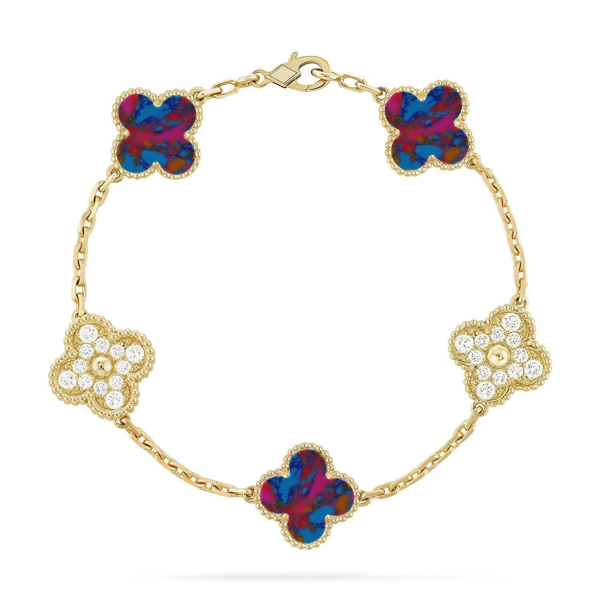 [Triumph Jewelry]CLOVER 5 MOTIF COLOR GEMSTONES BRACELET COLLECTION