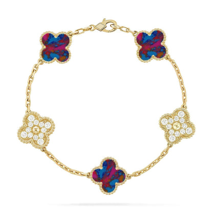 [Triumph Jewelry]CLOVER 5 MOTIF COLOR GEMSTONES BRACELET COLLECTION