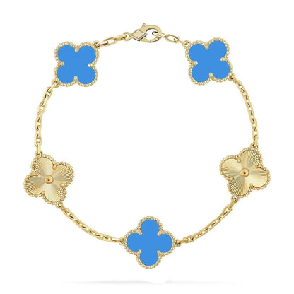 [Triumph Jewelry] CLOVER 5 MOTIF BLUE AGATE BRACELET COLLECTION