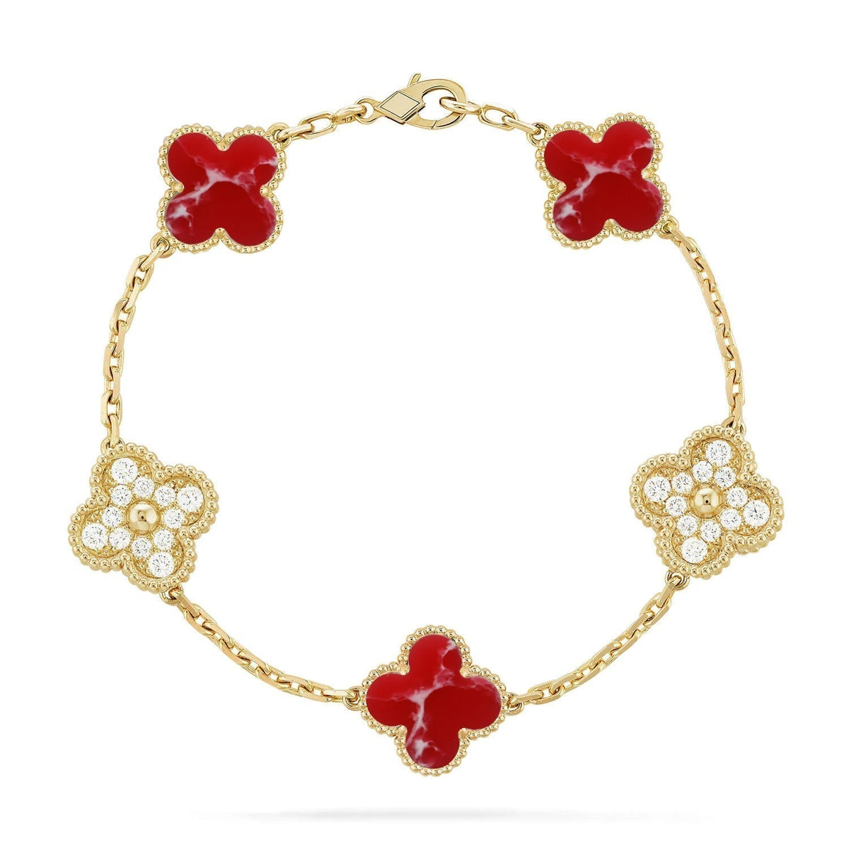 [Triumph Jewelry]CLOVER 5 MOTIF RED PATTERN BRACELET COLLECTION