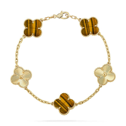 [Triumph Jewelry] CLOVER 5 MOTIFS TIGER EYE BRACELET COLLECTION
