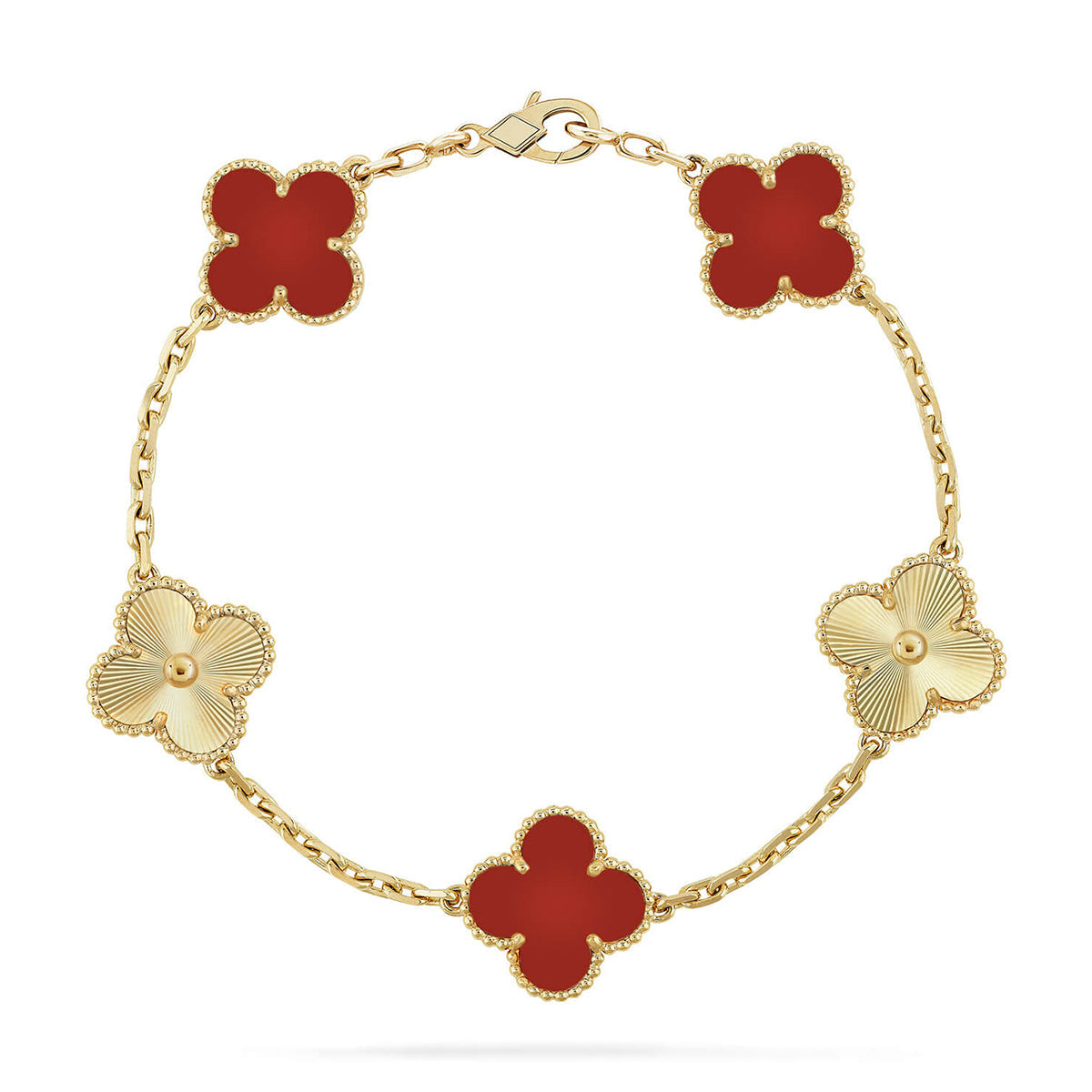 [Triumph Jewelry] CLOVER 5 MOTIF RED CORNELIAN BRACELET COLLECTION