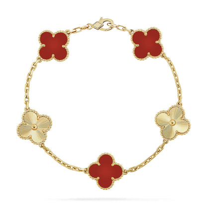 [Triumph Jewelry] CLOVER 5 MOTIF RED CORNELIAN BRACELET COLLECTION