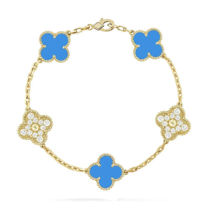 [Triumph Jewelry] CLOVER 5 MOTIF BLUE AGATE BRACELET COLLECTION