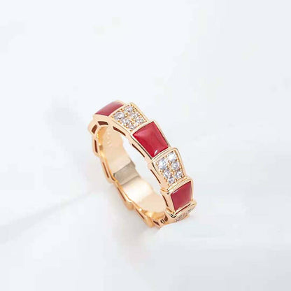 [Triumph Jewelry]SERPENTI RING PINK GOLD CARNELIAN DIAMOND PAVED 4MM