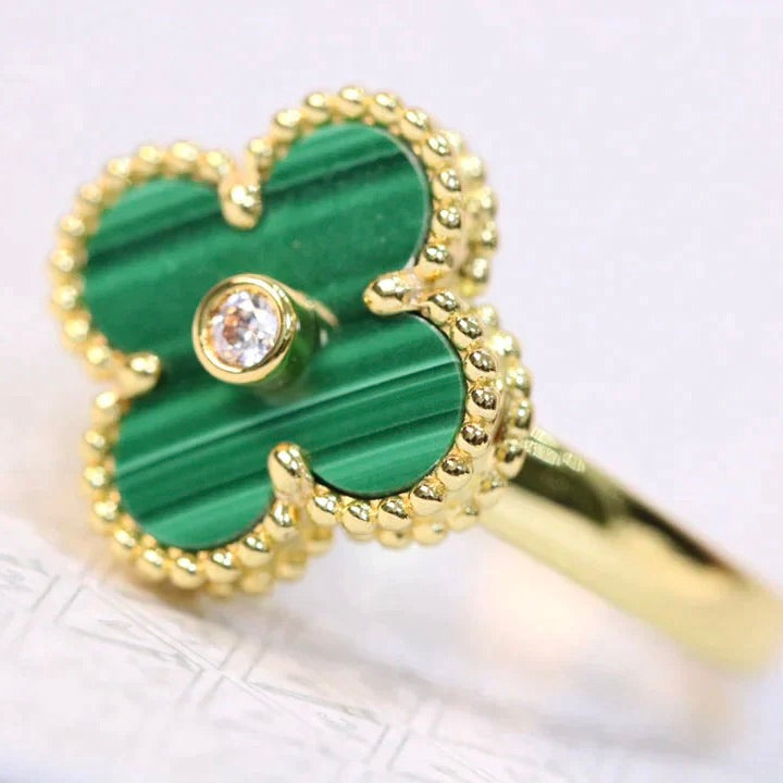 [Triumph Jewelry]CLOVER MALACHITE RING GOLD DIAMOND