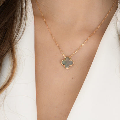 [Triumph Jewelry]CLOVER 15MM  GRAY MOTHER OF PEARL NECKLACE