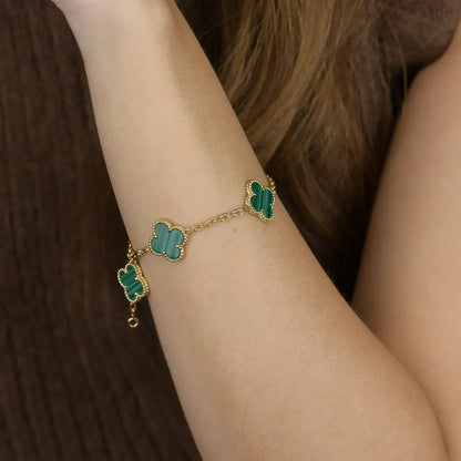 [Triumph Jewelry] CLOVER 5 MOTIF MALACHITE BRACELET COLLECTION