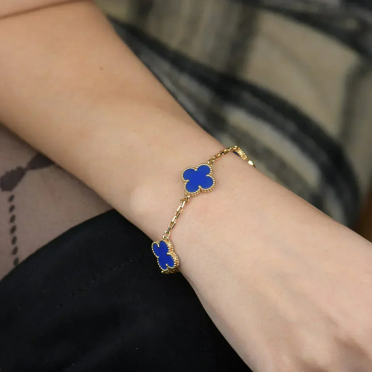 [Triumph Jewelry] CLOVER 5 MOTIF BLUE AGATE BRACELET COLLECTION
