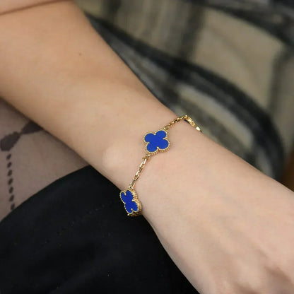 [Triumph Jewelry] CLOVER 5 MOTIF BLUE AGATE BRACELET COLLECTION