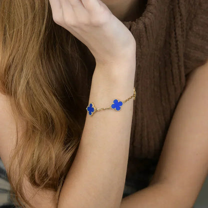 [Triumph Jewelry] CLOVER 5 MOTIF BLUE AGATE BRACELET COLLECTION