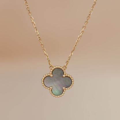 [Triumph Jewelry]CLOVER 15MM  GRAY MOTHER OF PEARL NECKLACE