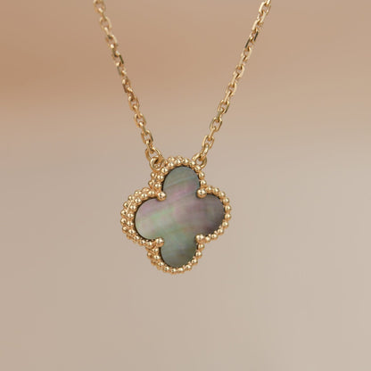 [Triumph Jewelry]CLOVER 15MM  GRAY MOTHER OF PEARL NECKLACE
