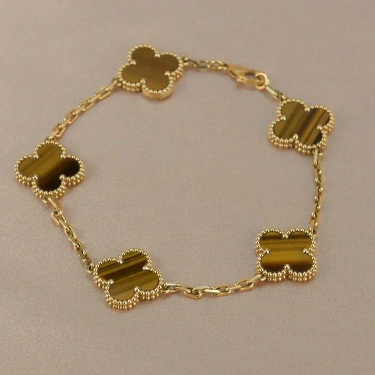 [Triumph Jewelry] CLOVER 5 MOTIFS TIGER EYE BRACELET COLLECTION