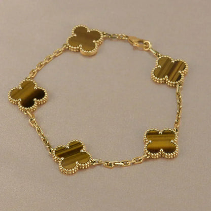 [Triumph Jewelry] CLOVER 5 MOTIFS TIGER EYE BRACELET COLLECTION