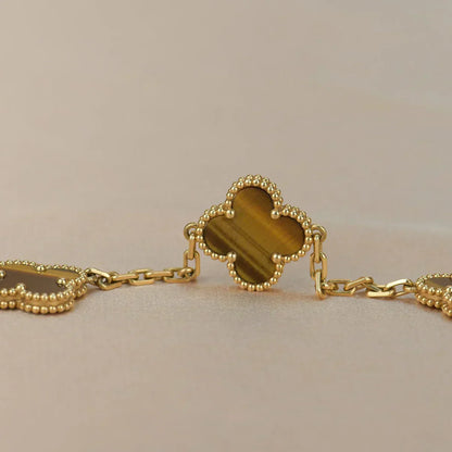 [Triumph Jewelry] CLOVER 5 MOTIFS TIGER EYE BRACELET COLLECTION