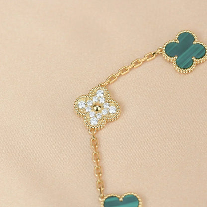 [Triumph Jewelry] CLOVER 5 MOTIF MALACHITE BRACELET COLLECTION