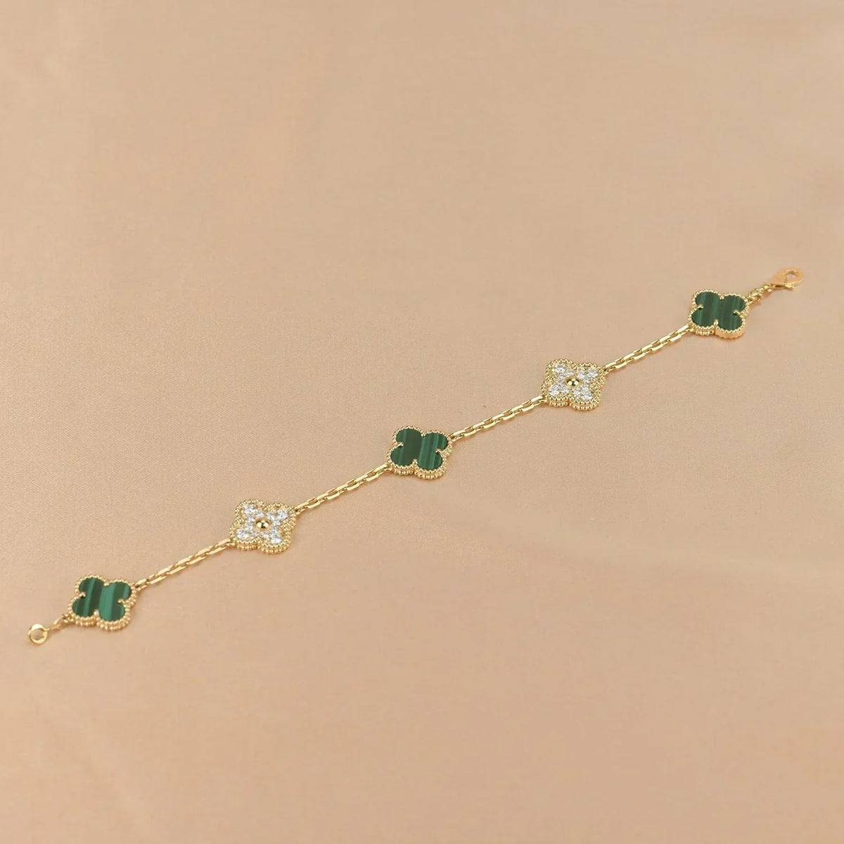 [Triumph Jewelry] CLOVER 5 MOTIF MALACHITE BRACELET COLLECTION