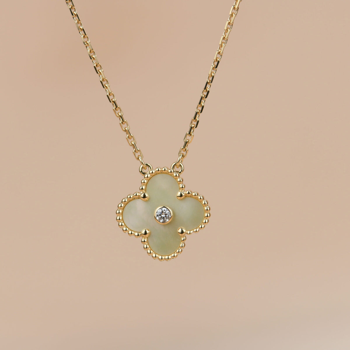 [Triumph Jewelry]CLOVER 15MM DIAMOND GOLD MOTHER OF PEARL NECKLACE