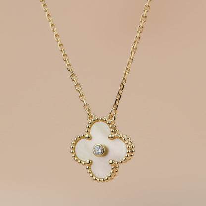 [Triumph Jewelry]CLOVER 15MM DIAMOND GOLD MOTHER OF PEARL NECKLACE