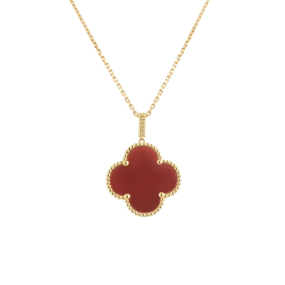 [Triumph Jewelry]CLOVER 25MM NECKLACE GOLD CARNELIAN