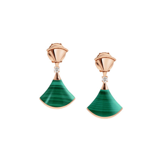 [Triumph Jewelry]DREAM MALACHITE PINK GOLD EARRINGS