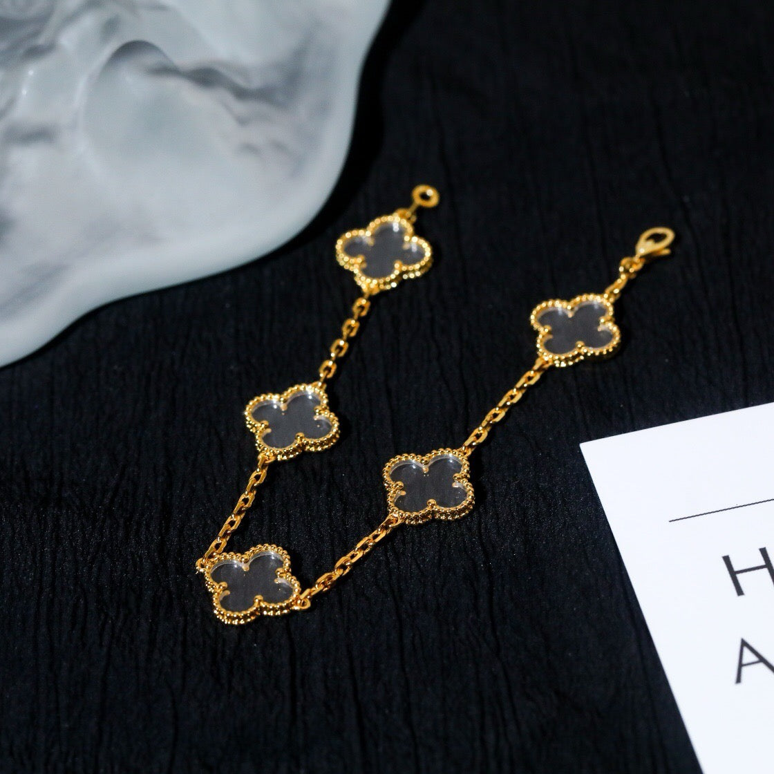 [Triumph Jewelry]CLOVER 5 MOTIF ROCK CRYSTAL BRACELET