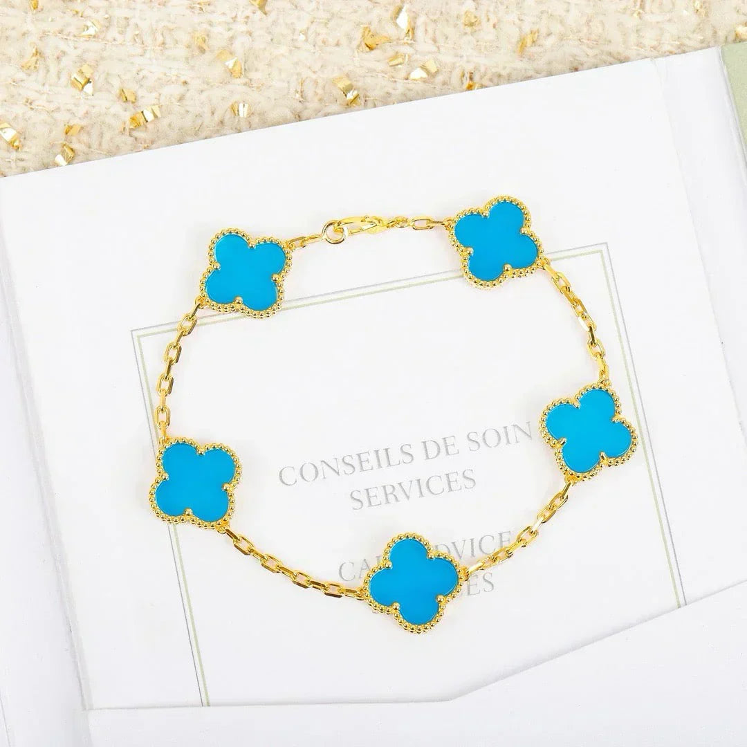 [Triumph Jewelry] CLOVER 5 MOTIF TURQUOISE BRACELET COLLECTION