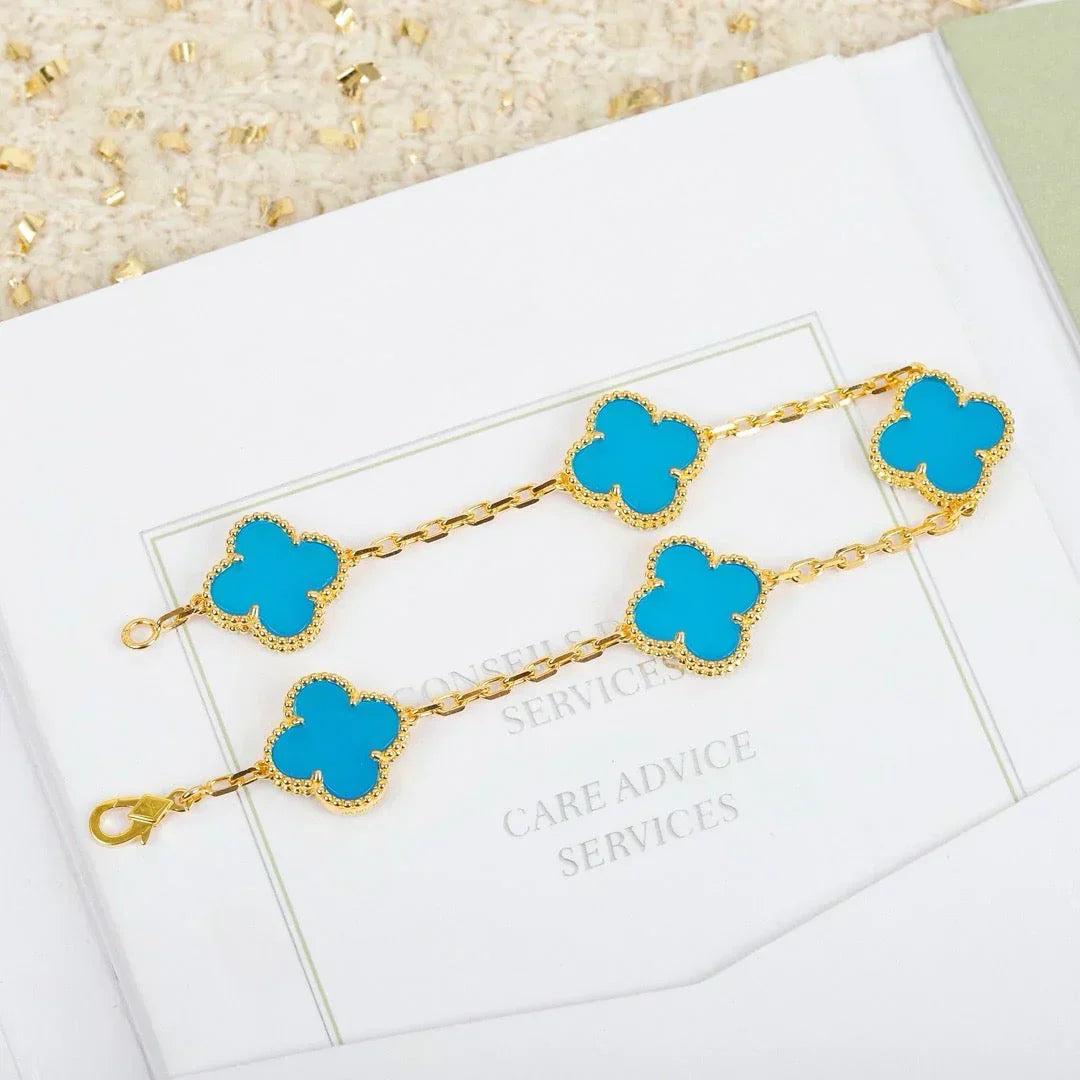 [Triumph Jewelry] CLOVER 5 MOTIF TURQUOISE BRACELET COLLECTION