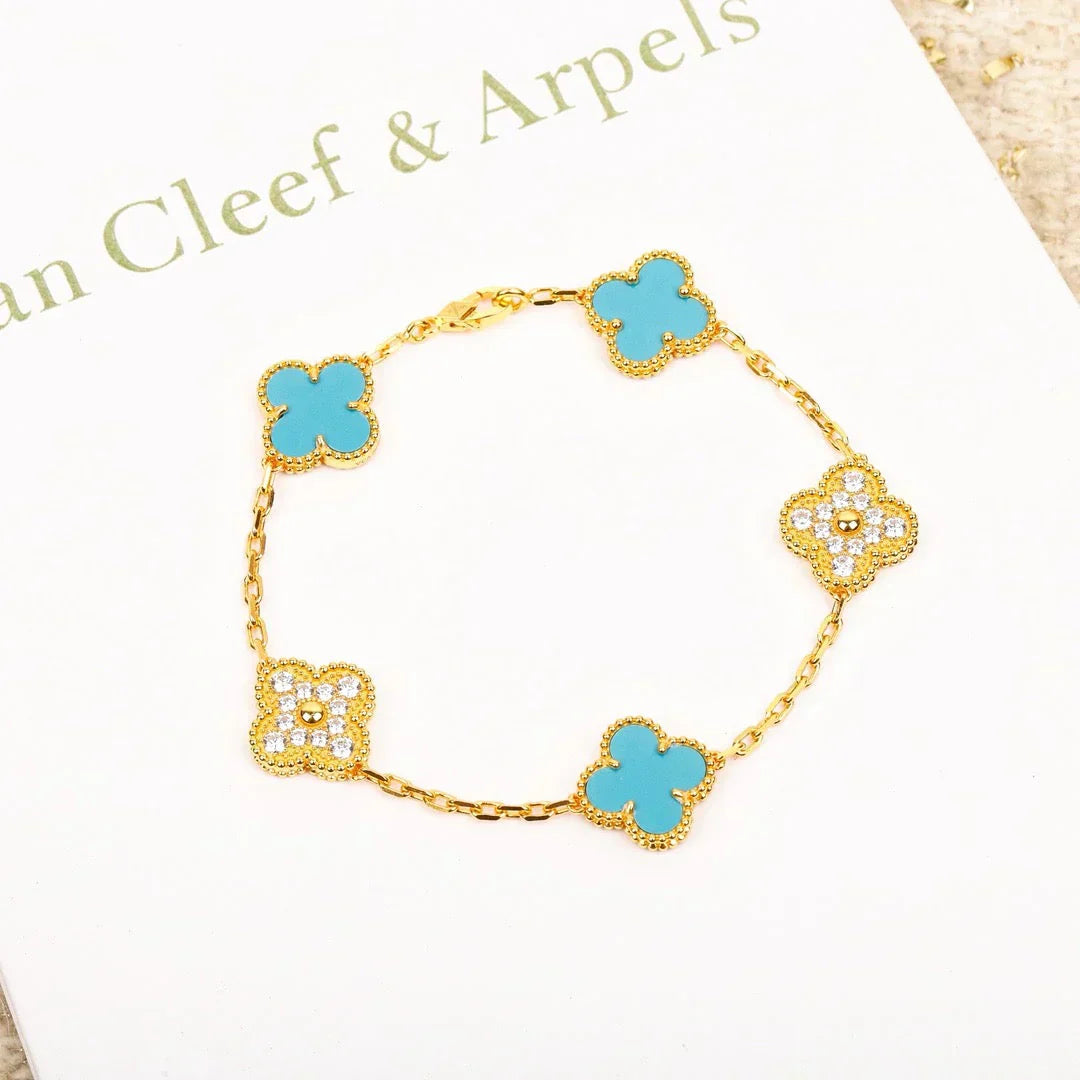 [Triumph Jewelry] CLOVER 5 MOTIF TURQUOISE BRACELET COLLECTION