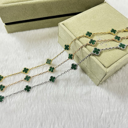 [Triumph Jewelry]CLOVER 6 MOTIF MALACHITE BRACELET
