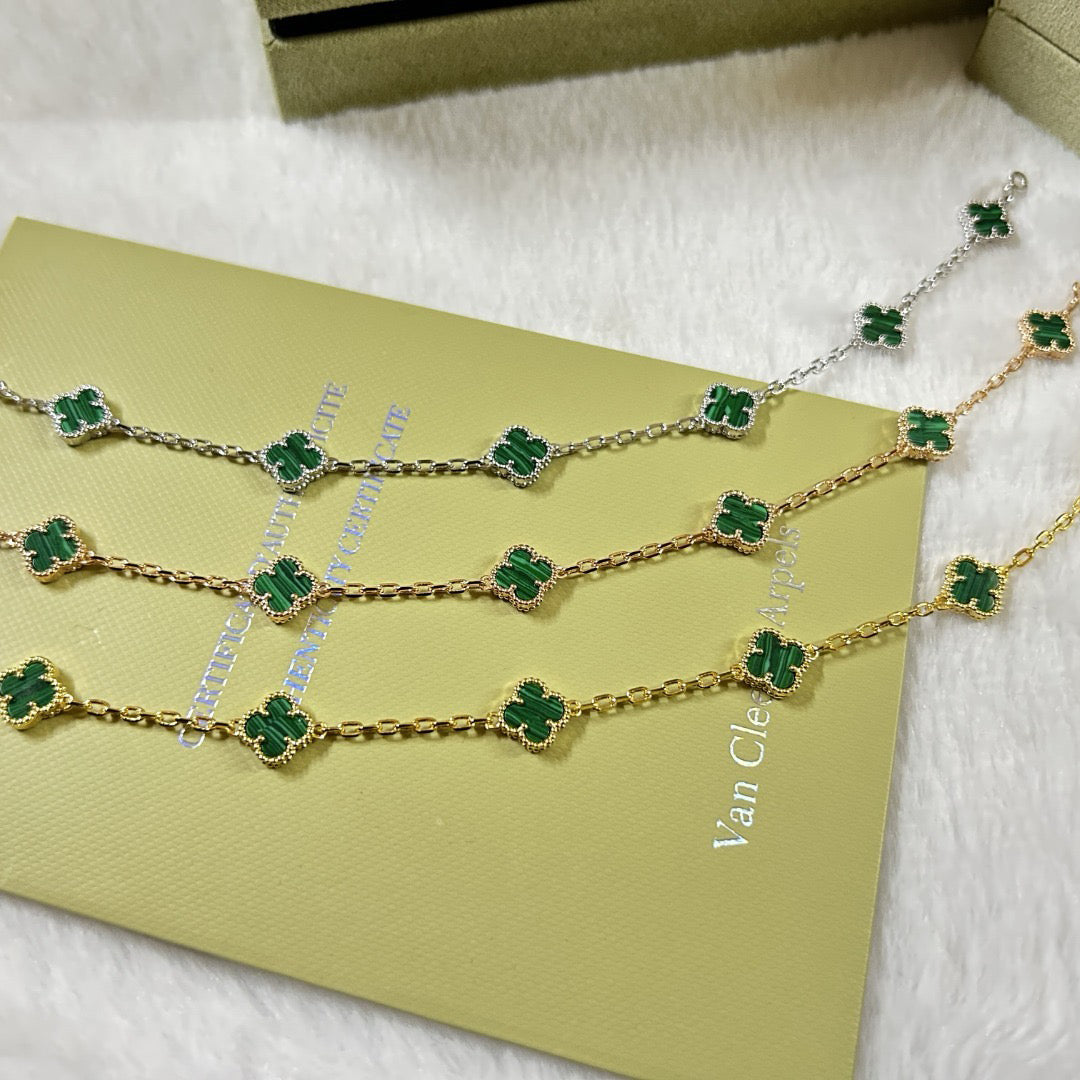 [Triumph Jewelry]CLOVER 6 MOTIF MALACHITE BRACELET