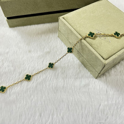 [Triumph Jewelry]CLOVER 6 MOTIF MALACHITE BRACELET