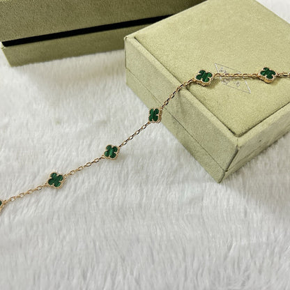 [Triumph Jewelry]CLOVER 6 MOTIF MALACHITE BRACELET