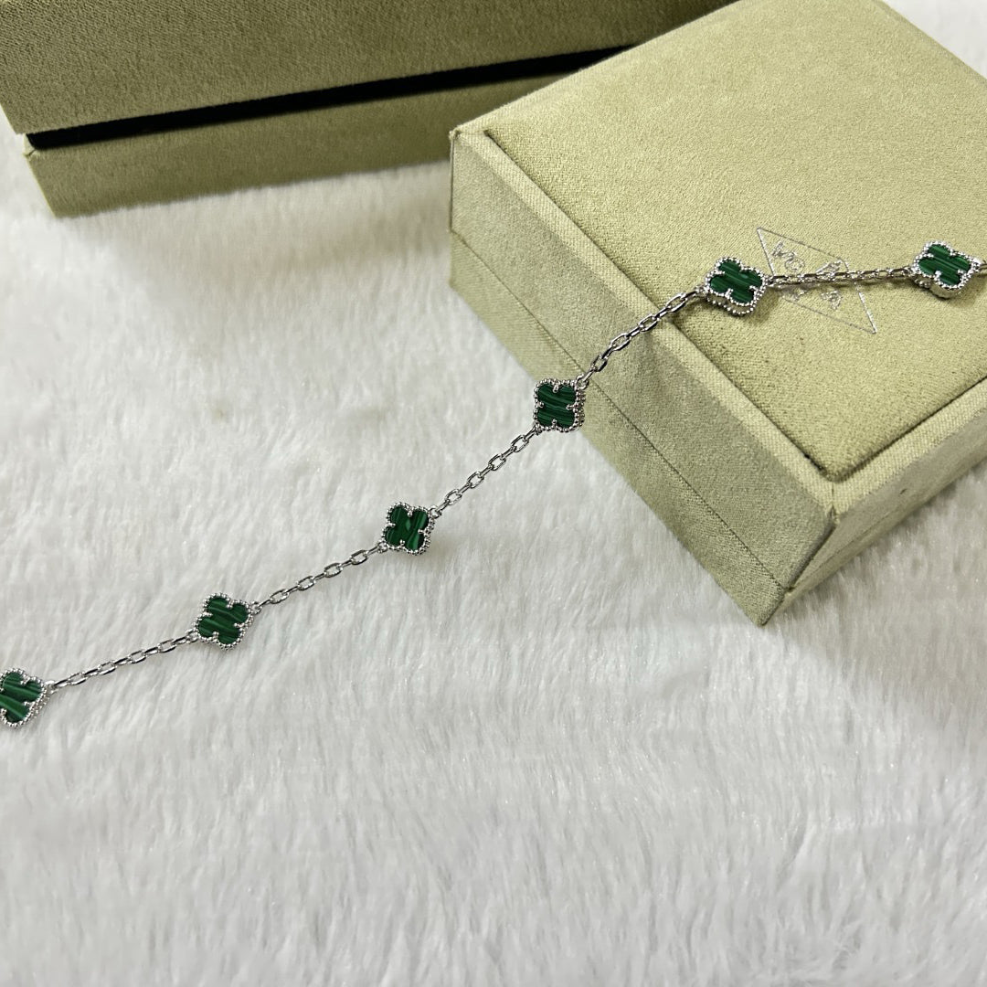 [Triumph Jewelry]CLOVER 6 MOTIF MALACHITE BRACELET
