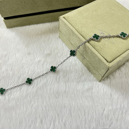 [Triumph Jewelry]CLOVER 6 MOTIF MALACHITE BRACELET
