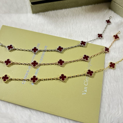 [Triumph Jewelry]CLOVER 6 MOTIF RED AGATE BRACELET