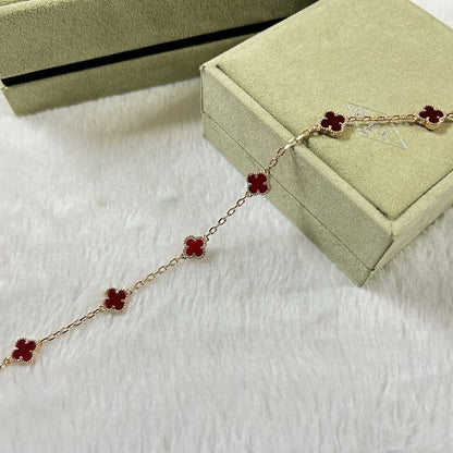 [Triumph Jewelry]CLOVER 6 MOTIF RED AGATE BRACELET