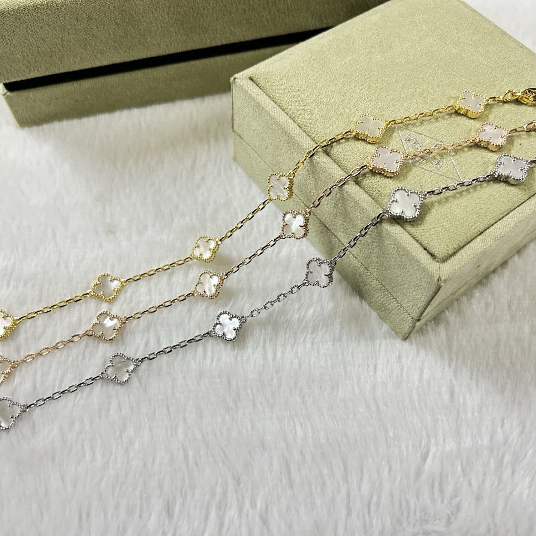 [Triumph Jewelry]CLOVER 6 MOTIF WHITE MOP BRACELET