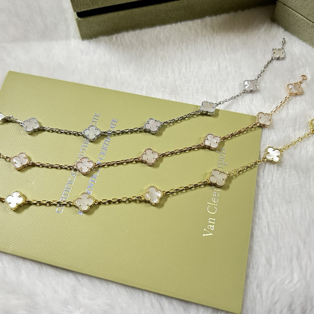[Triumph Jewelry]CLOVER 6 MOTIF WHITE MOP BRACELET