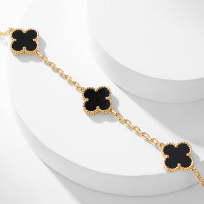 [Triumph Jewelry]CLOVER 10 MOTIFS ONYX NECKLACE