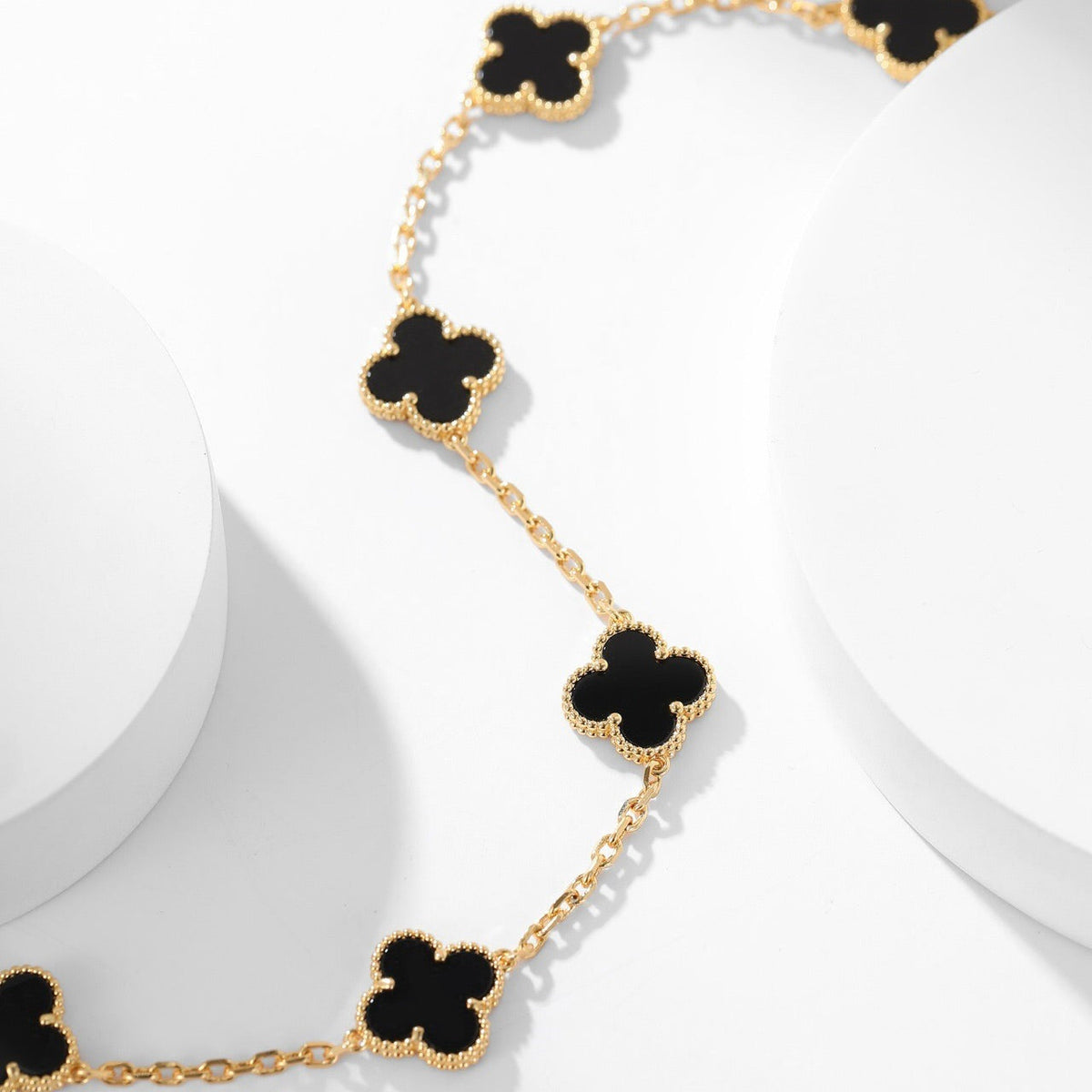 [Triumph Jewelry]CLOVER 10 MOTIFS ONYX NECKLACE